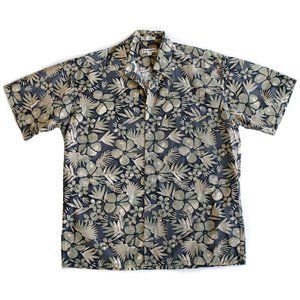 Vintage Hawaiian Neutral Button Up Beach Shirt - M